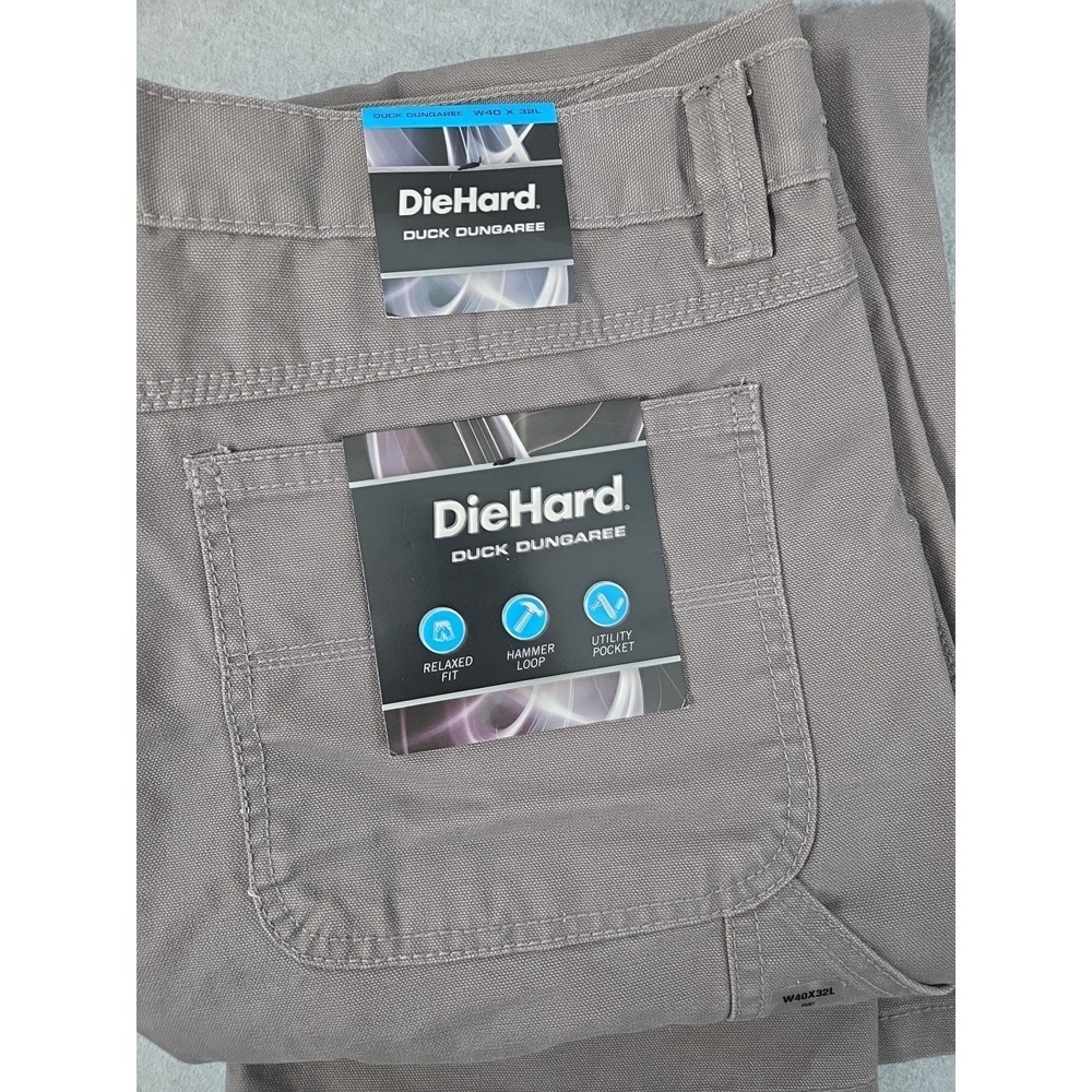 Die Hard Workwear 40x32 Relaxed Fit Carpenter Cargo Duck Dungaree Pants Gray NEW